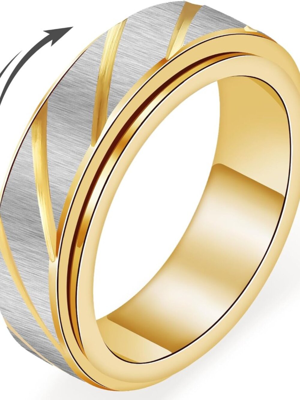 Fidget Spinner Ring for Women - 18K Gold Plated Stainless Steel Anxiety & Stress